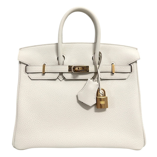 Hermes Birkin 25 Mushroom White Gray Togo Leather Gold Hardware