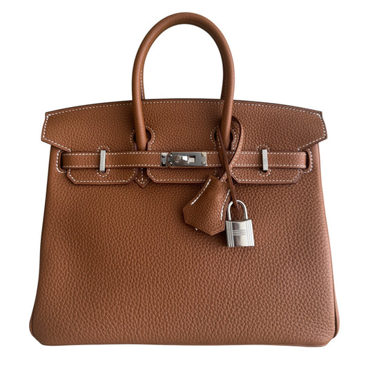 Hermes Birkin 25 Gold Tan Togo Leather Palladium Hardware RARE