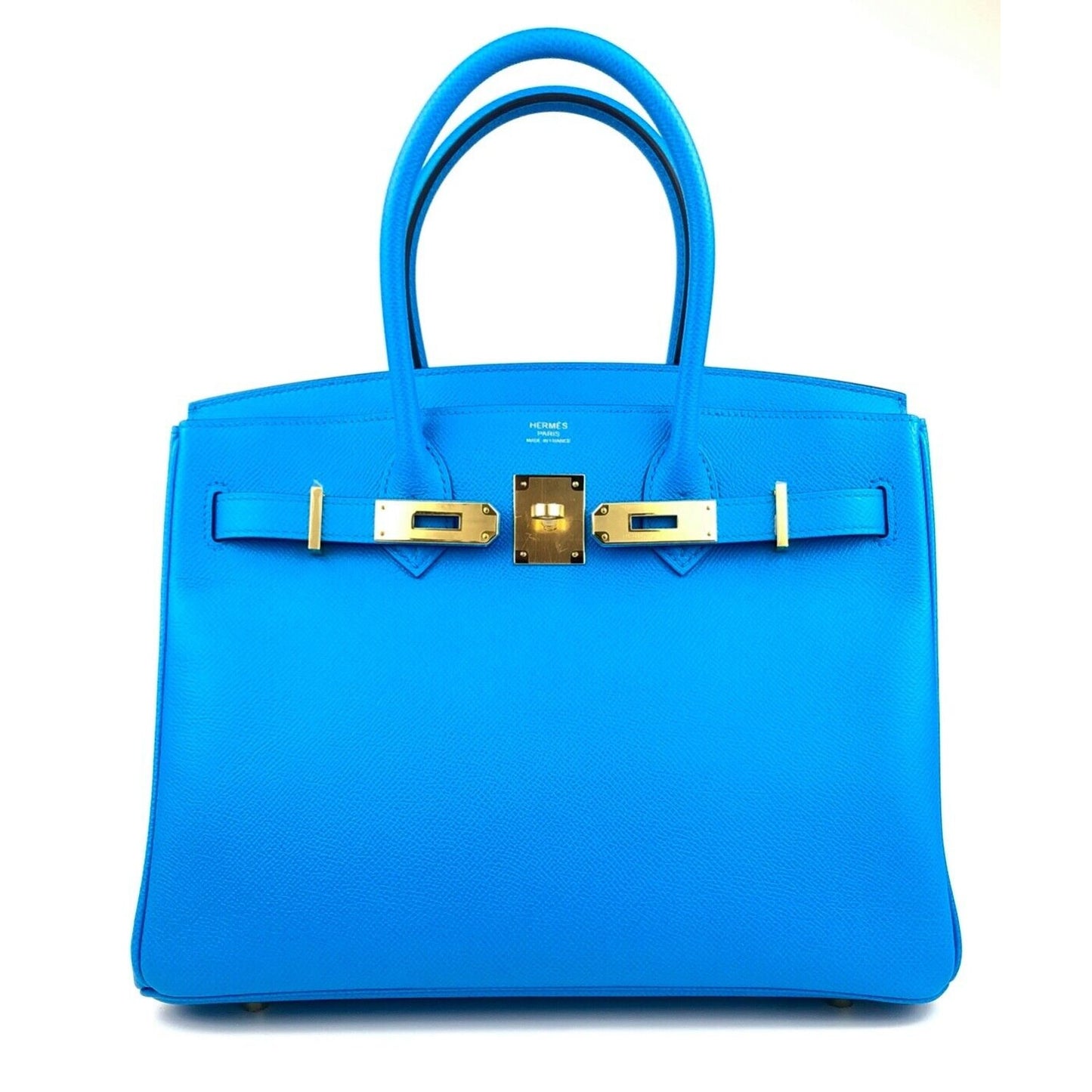 Hermes Birkin 30 Blue Frida Epsom Leather Gold Hardware RARE