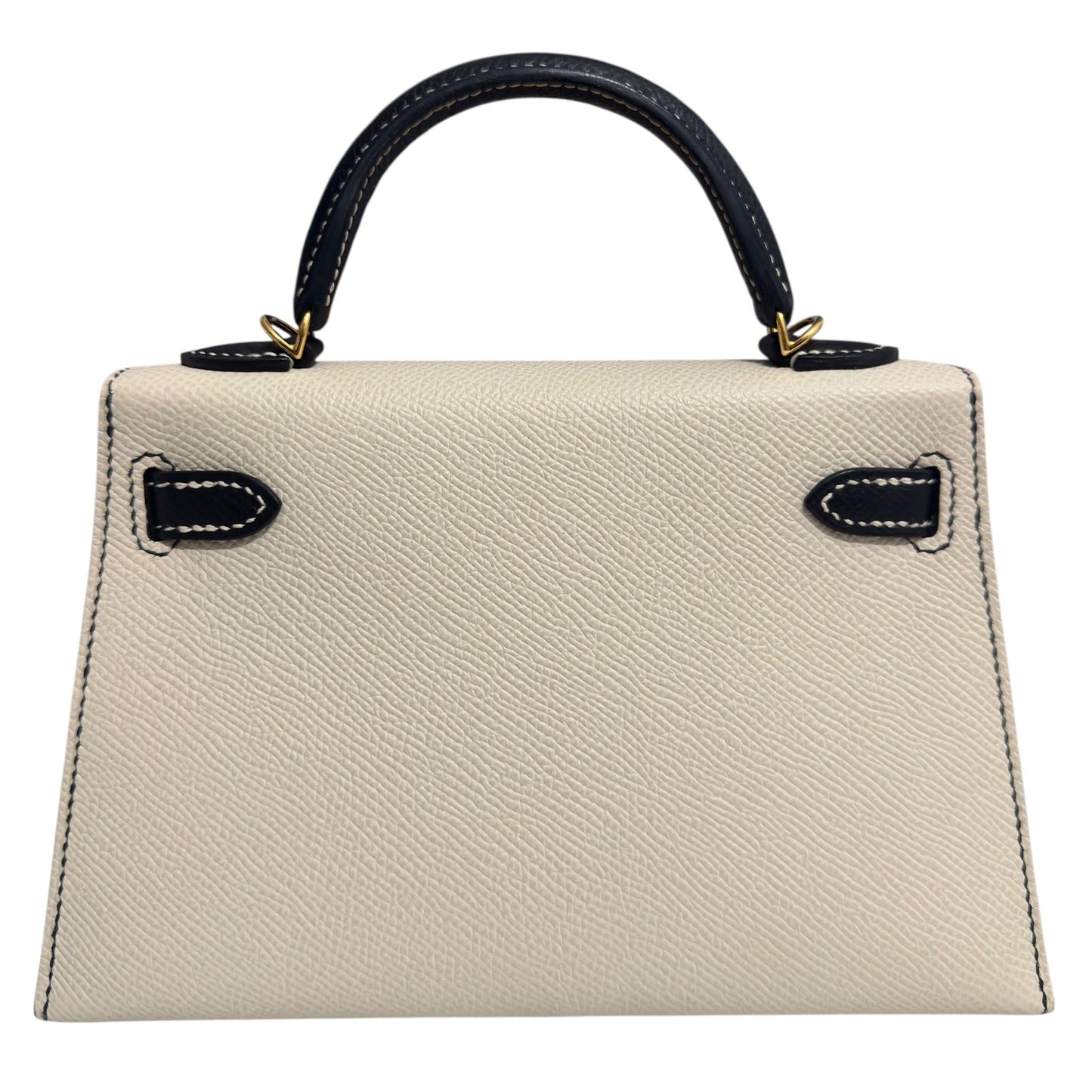 Hermes Mini Kelly Special Order Craie Black Epsom Leather Gold Hardware Rare