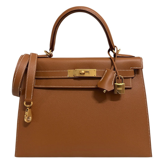 Hermes Kelly 28 Sellier Gold Tan Epsom Leather Gold Hardware RARE