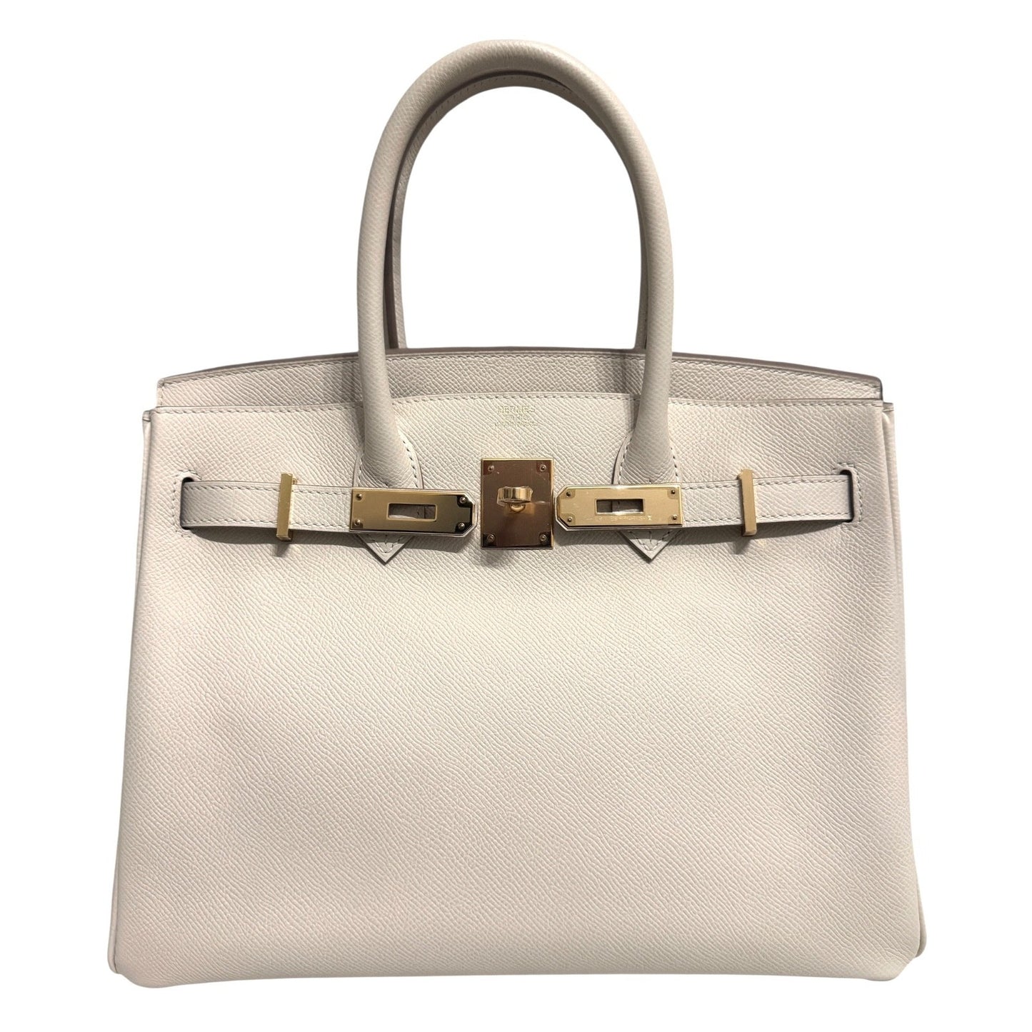 Hermes Birkin 30 Craie White Epsom Leather Gold Hardware Handbag