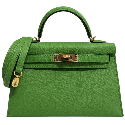 Hermes Kelly Mini 20 Vert Yucca Green Epsom Leather Gold Hardware RARE