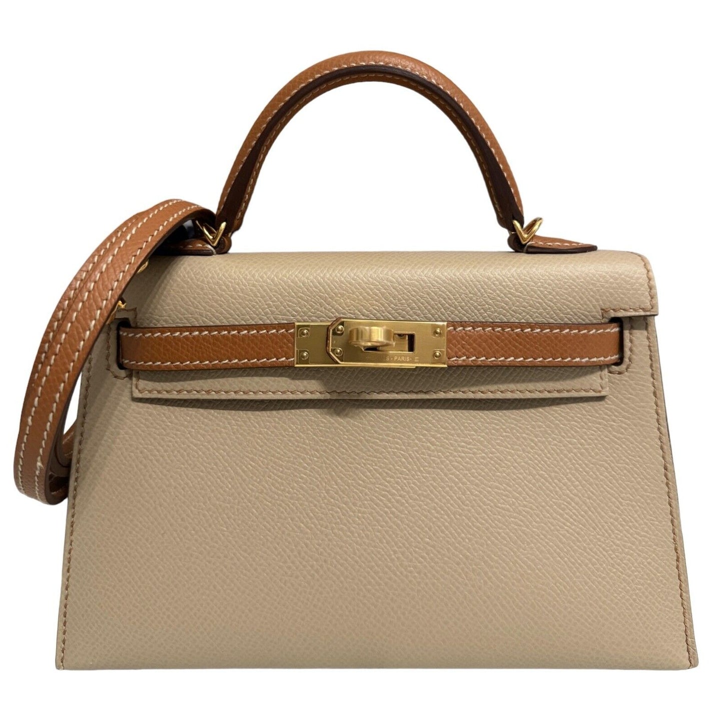 Hermes Kelly Mini 20 Special Order Trench Beige & Gold Tan Epsom Gold Hardware