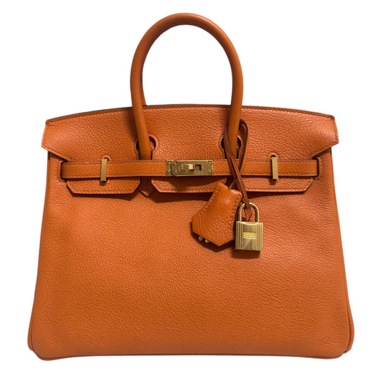 Hermes Birkin 25 Apricot Orange Leather Gold Hardware RARE