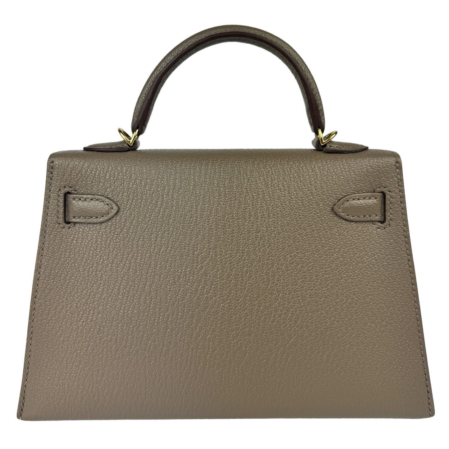 Hermes Kelly Mini 20 Special Order Etoupe Gray & Gris Chèvre Leather Gold Hwr