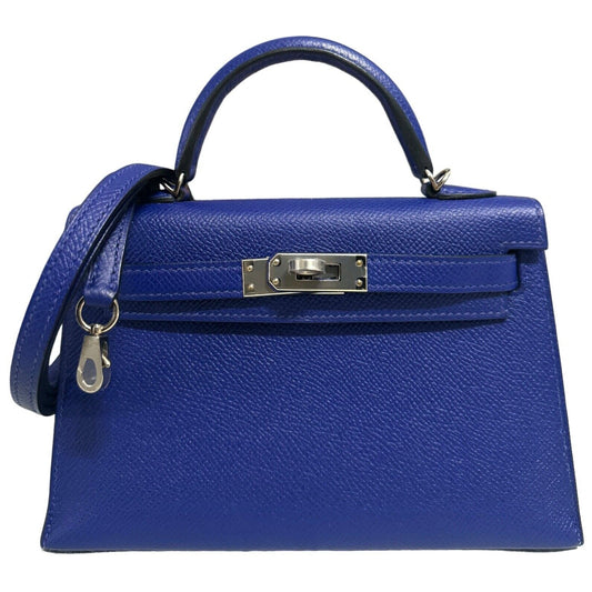 Hermes Kelly Mini 20 Blue Electric Electrique Epsom Leather Palladium Hardware