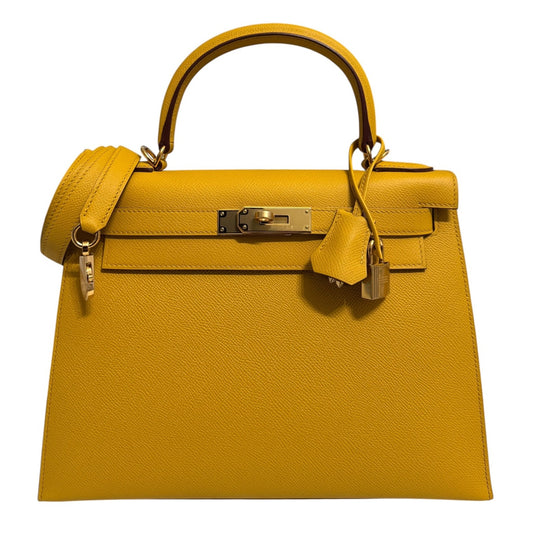 Hermes Kelly 28 Sellier Jaune Ambre Yellow Epsom Leather Gold Hardware