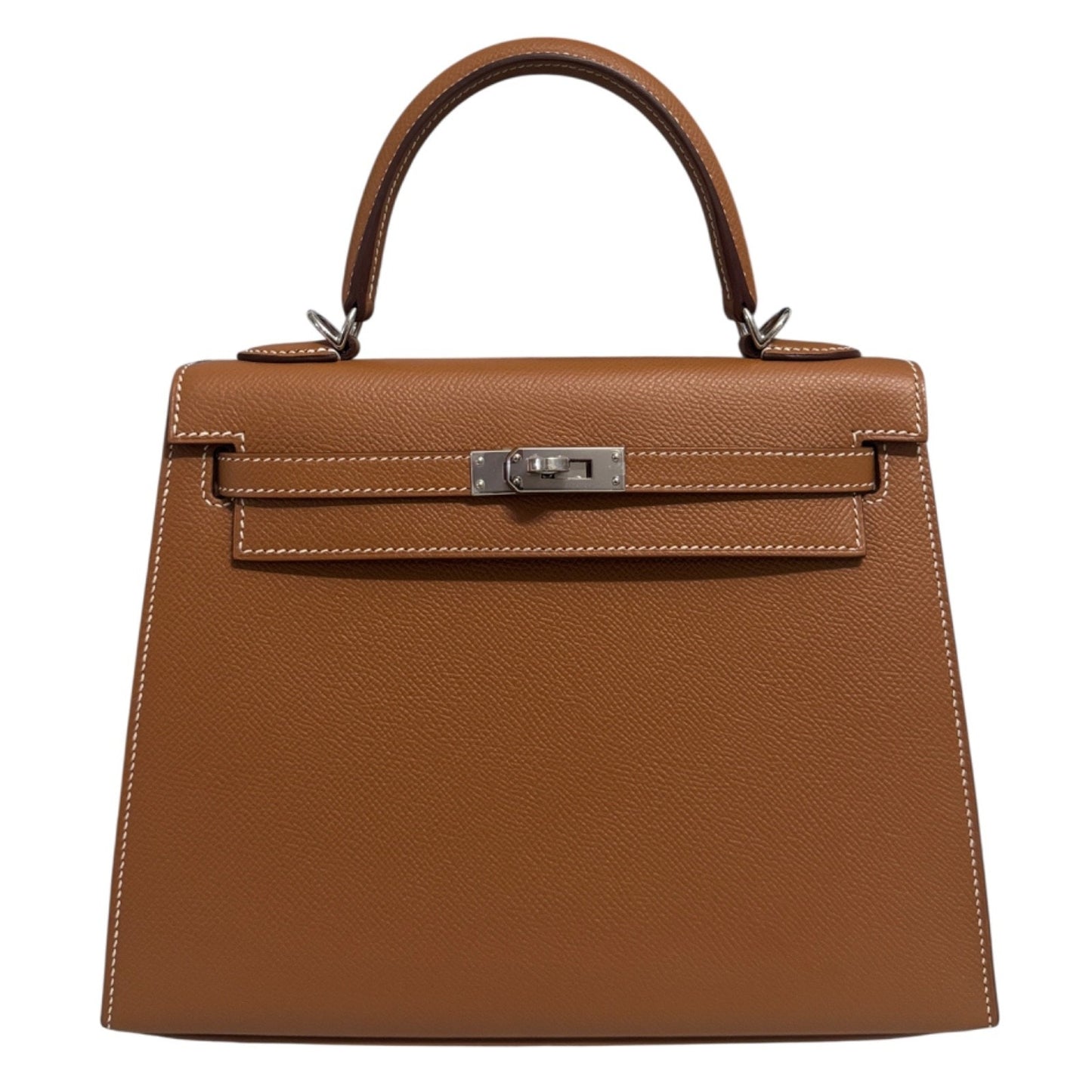 Hermes Kelly 25 Sellier Gold Tan Epsom Leather Palladium Hardware