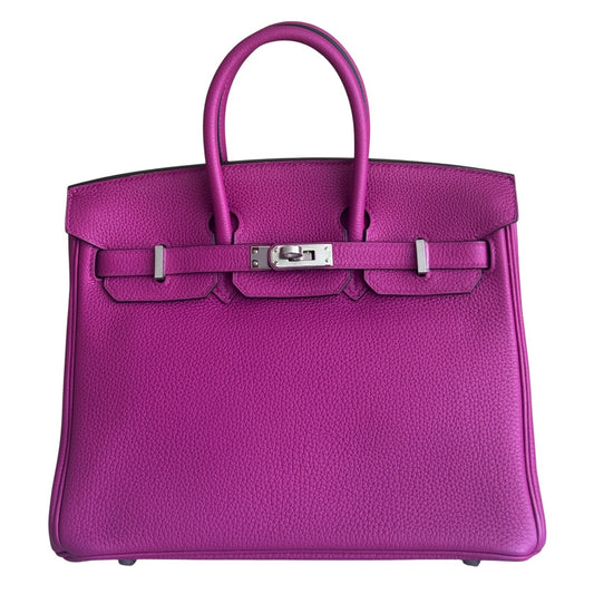 Hermes Birkin 25 Rose Pourpre Pink Purple Togo Leather Palladium Hardware