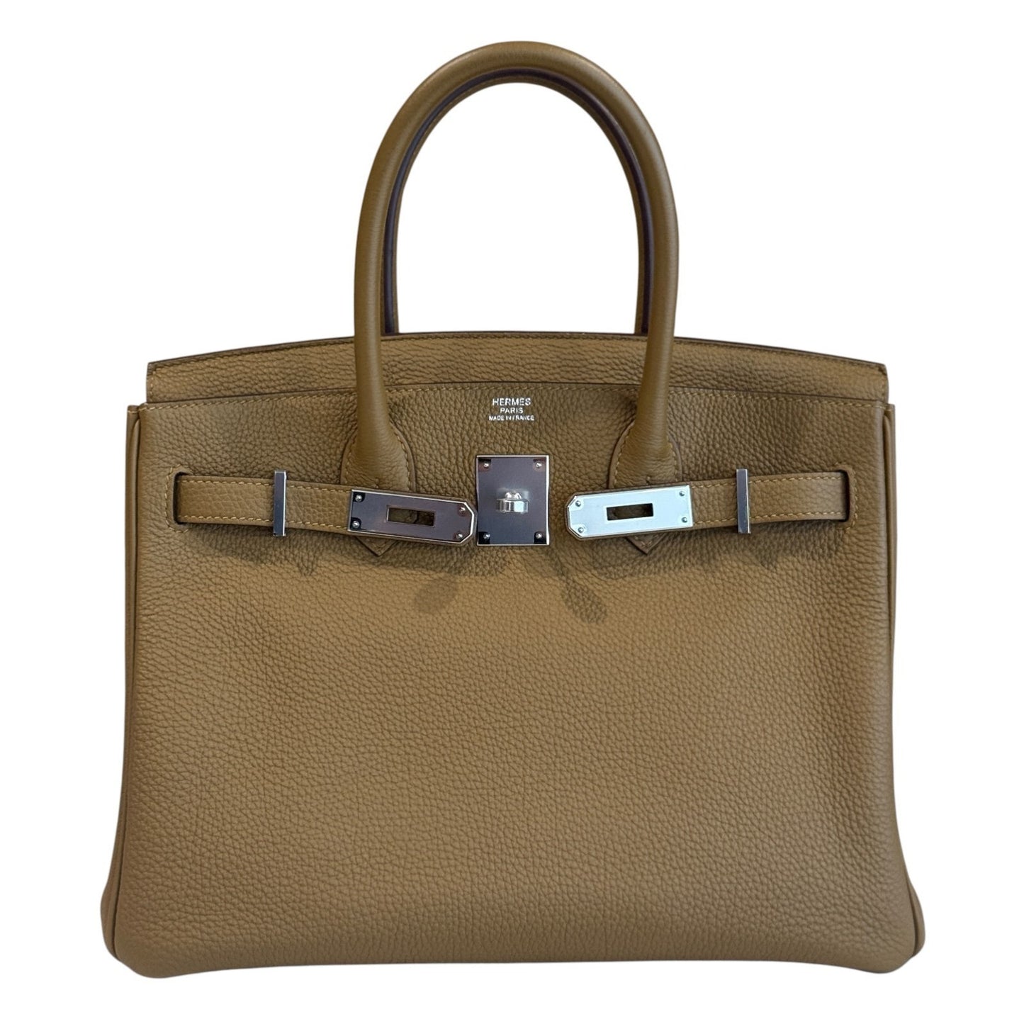 Hermes Birkin 30 Verso Bronze Dore Blue Brume Togo Leather Palladium Hardware