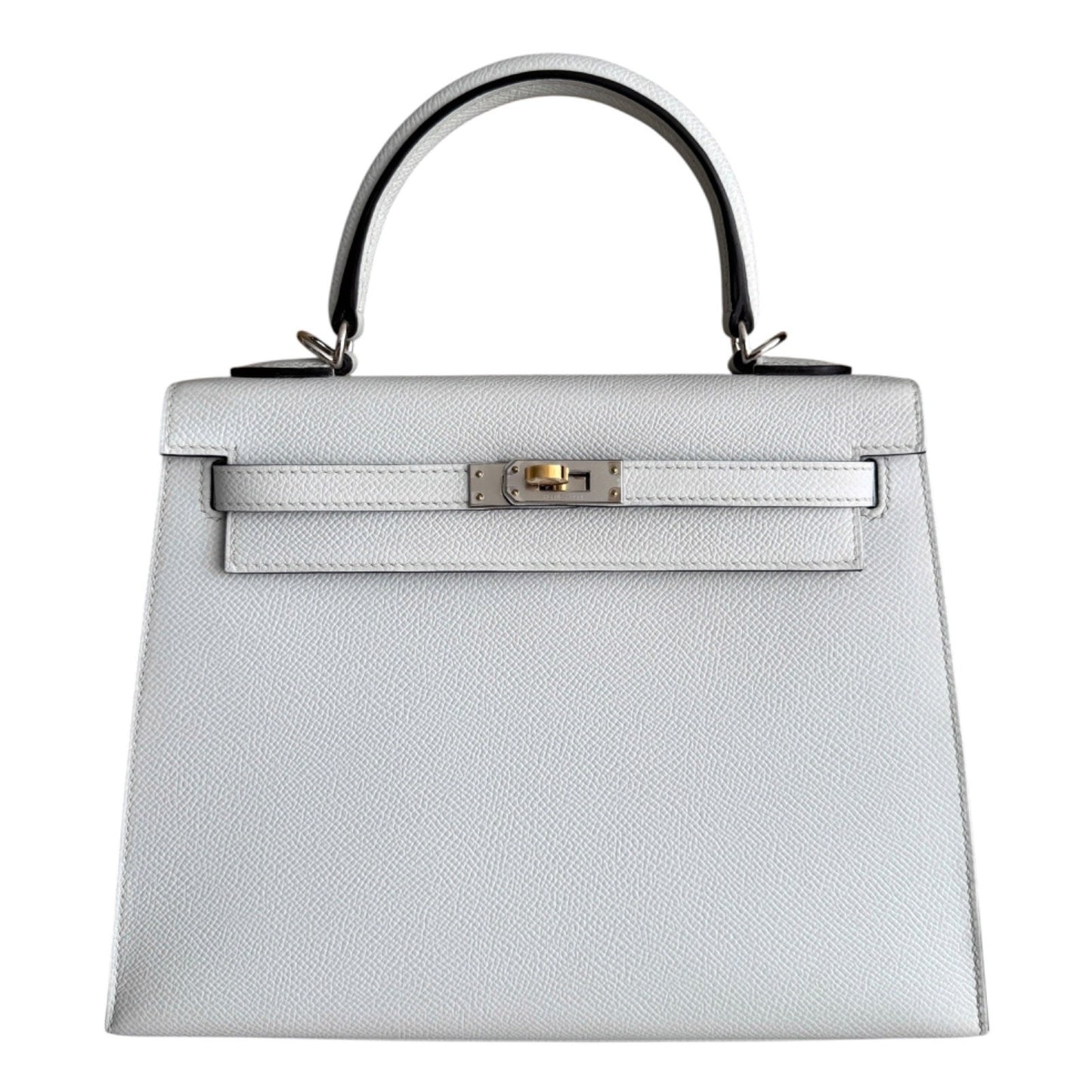 Hermes Kelly 25 Sellier Gris Platine Gray Epsom Leather Electrum Hardware