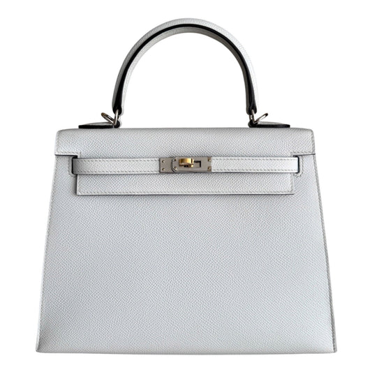 Hermes Kelly 25 Sellier Gris Platine Gray Epsom Leather Electrum Hardware