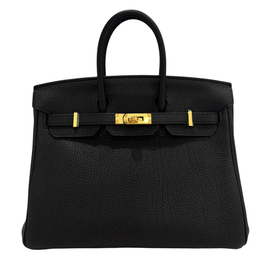 Hermes Birkin 25 Black Noir Togo Leather Gold Hardware RARE