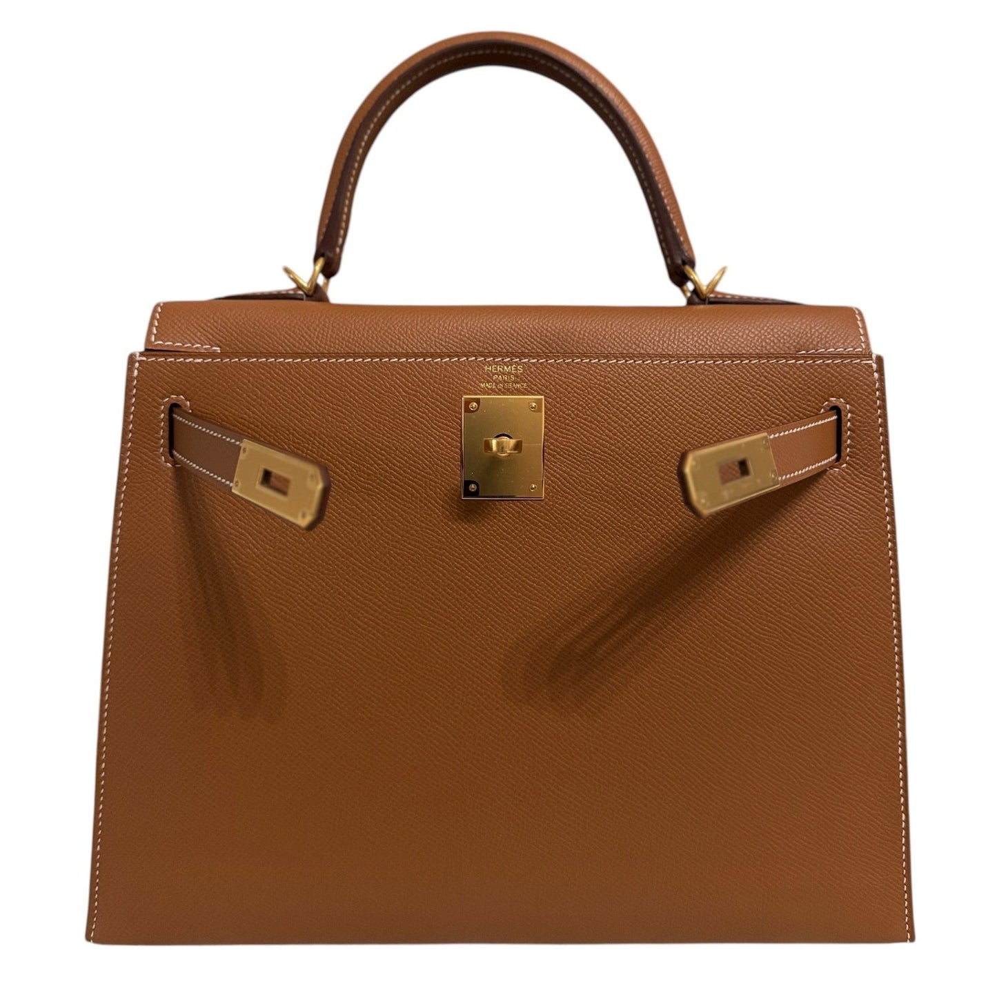 Hermes Kelly 28 Sellier Gold Tan Epsom Leather Gold Hardware RARE