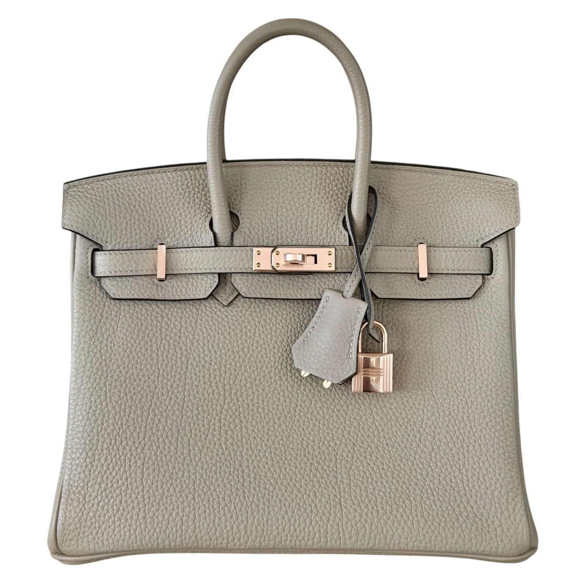 Hermes Birkin 25 Gris Tourterelle Gray Togo Leather Rose Gold Hardware