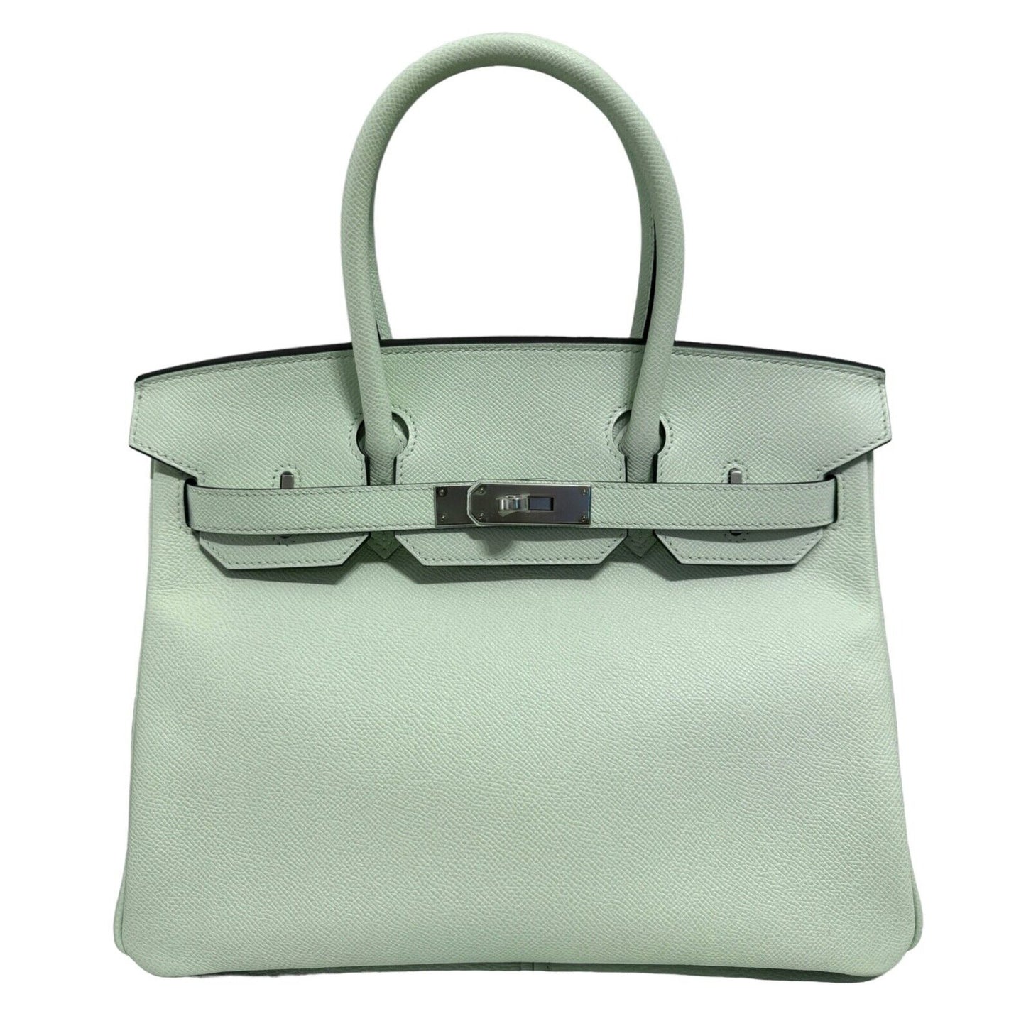 Hermes Birkin 30 Vert Fizz Green Epsom Leather Palladium Hardware Handbag 2024