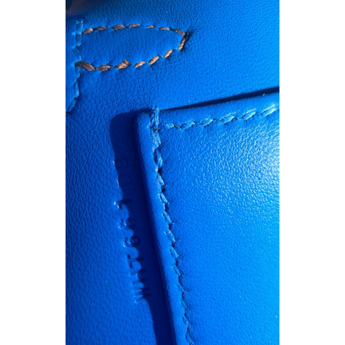 Hermes Mini Kelly Tri Color Blue Hydra, Vert Moyen, Alezan Epsom Palladium