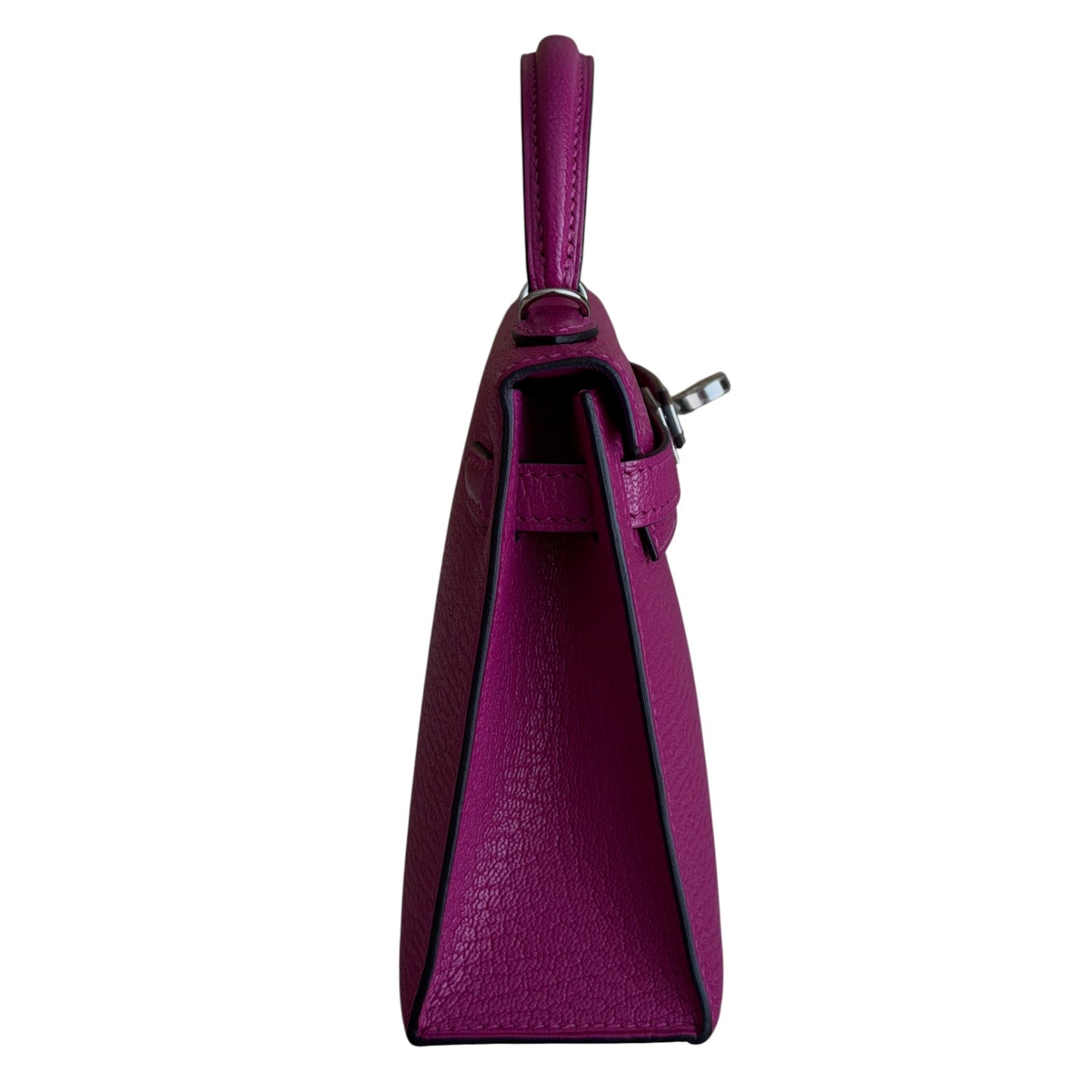 Hermes Kelly Mini 20 Rose Pourpre Pink Purple Chevre Leather Palladium Hardware