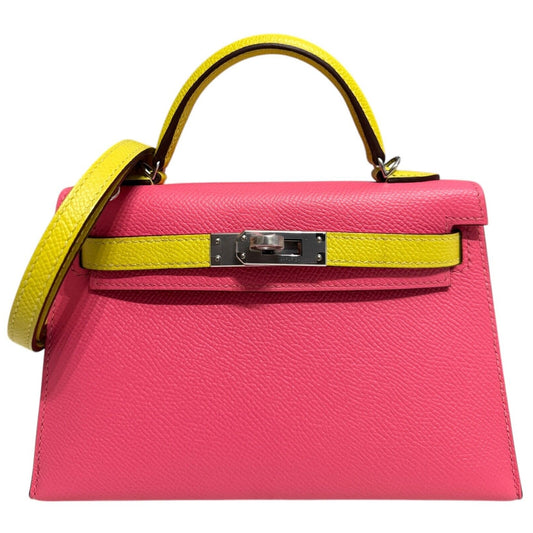 Hermes Kelly Mini 20 Special Order Rose Azalee Pink Lime Yellow Epsom Palladium Hardware