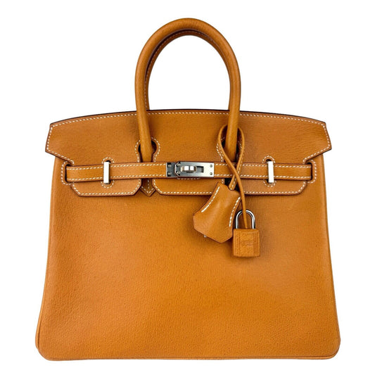 Hermes Birkin 25 Gold Tan Toffee Peau Porc Leather Palladium Hardware ULTRA RARE