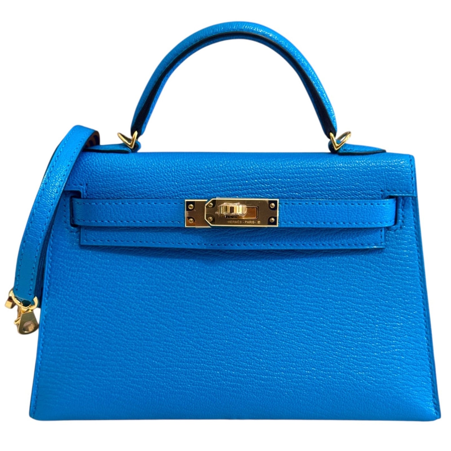 Hermes Kelly Mini 20 Blue Frida Chèvre Leather Palladium Hardware RARE
