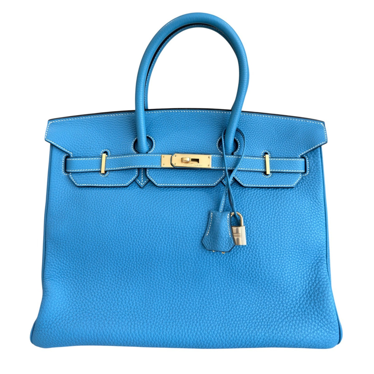 Hermes Birkin 35 Blue Jean Togo Leather Gold Hardware RARE