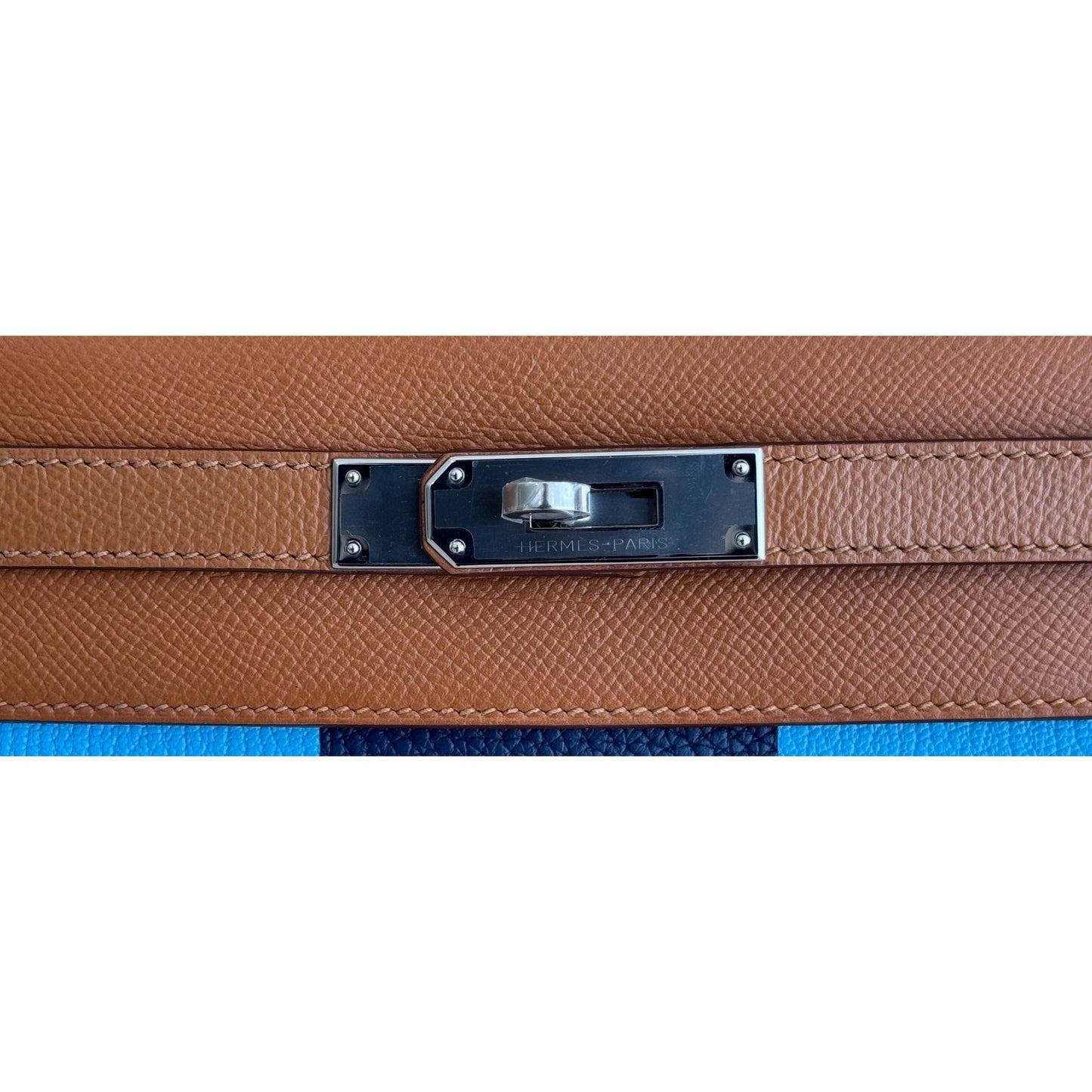 Hermes Kelly 28 Sellier Limited Kellygraphie Gold, Blue Celeste, Indigo Epsom