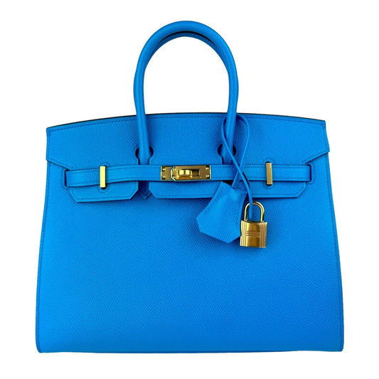 Hermes Birkin 25 Sellier Blue Frida Epsom Leather Gold Hardware
