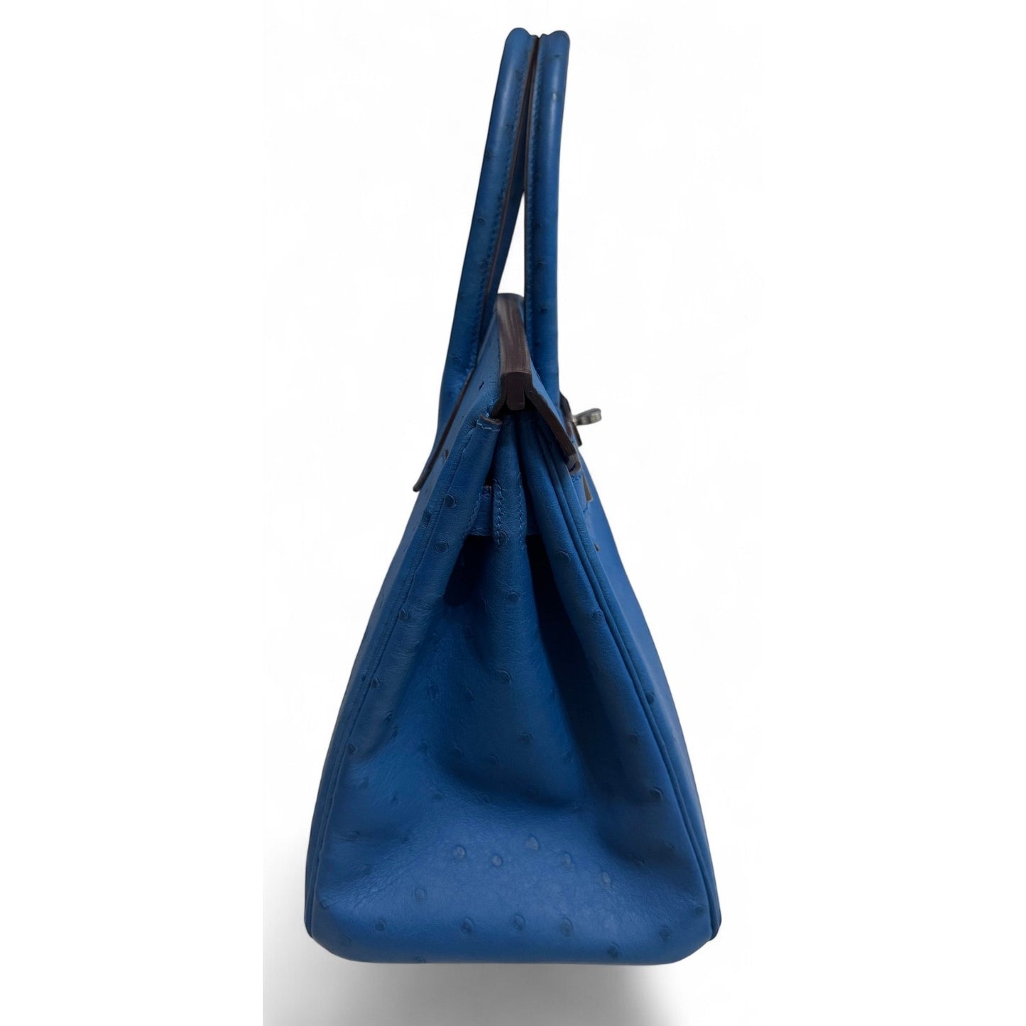 Hermes Birkin 30 Ostrich Blue Mykonos Leather Palladium Hardware RARE