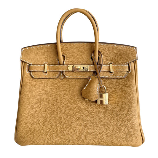 Hermes Birkin 25 Naturel Natural Sable Tan Togo Leather Gold Hardware 2025