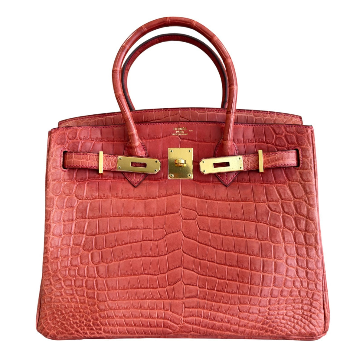 Hermes Birkin 30 Sanguine Orange Matte Alligator Leather Gold Hardware