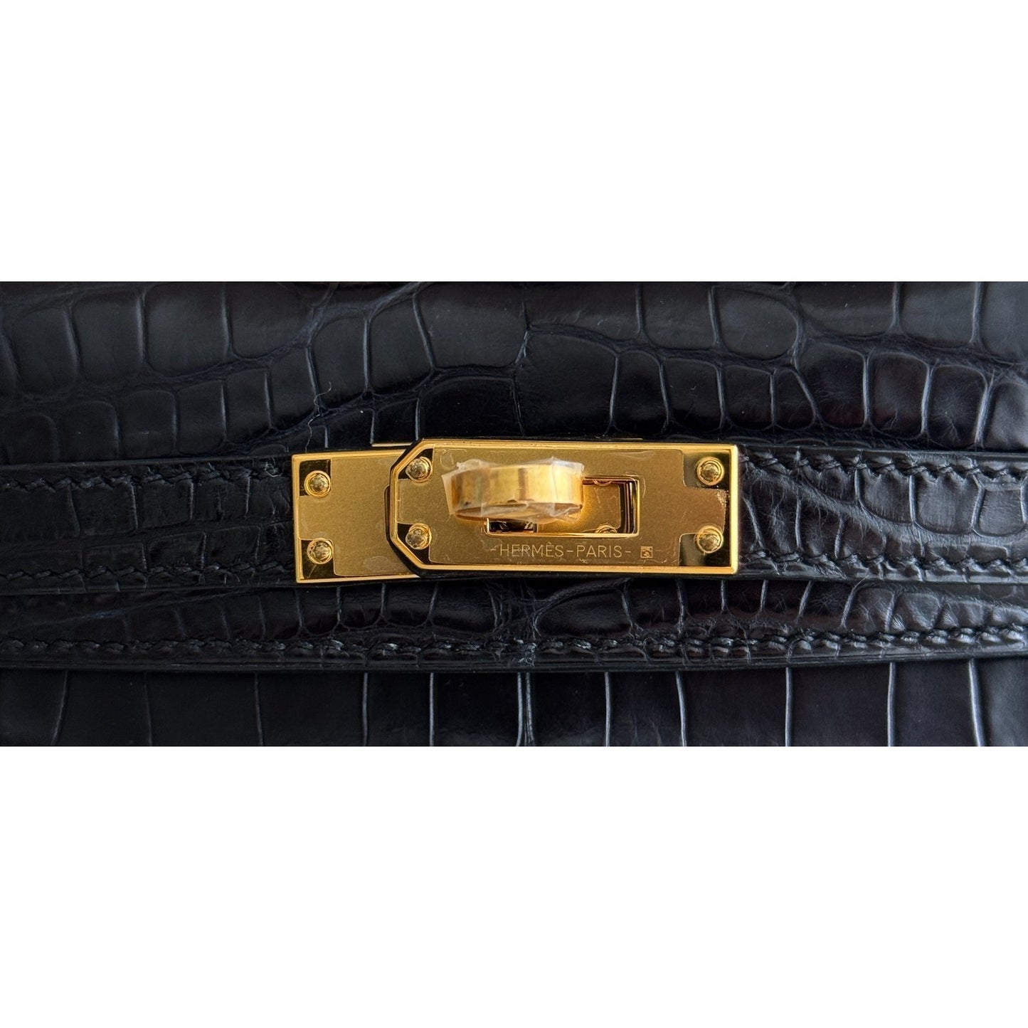 Hermes Kelly Mini 20 Matte Alligator Leather Black Noir Gold Hardware