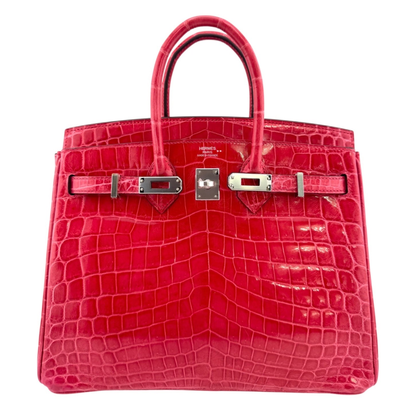 Hermes Birkin 25 Rose Extreme Pink Niloticus Crocodile Leather Palladium Hardwar