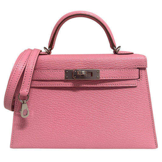 Hermes Kelly Mini 20 Rose Confetti Pink Chèvre Leather Palladium Hardware