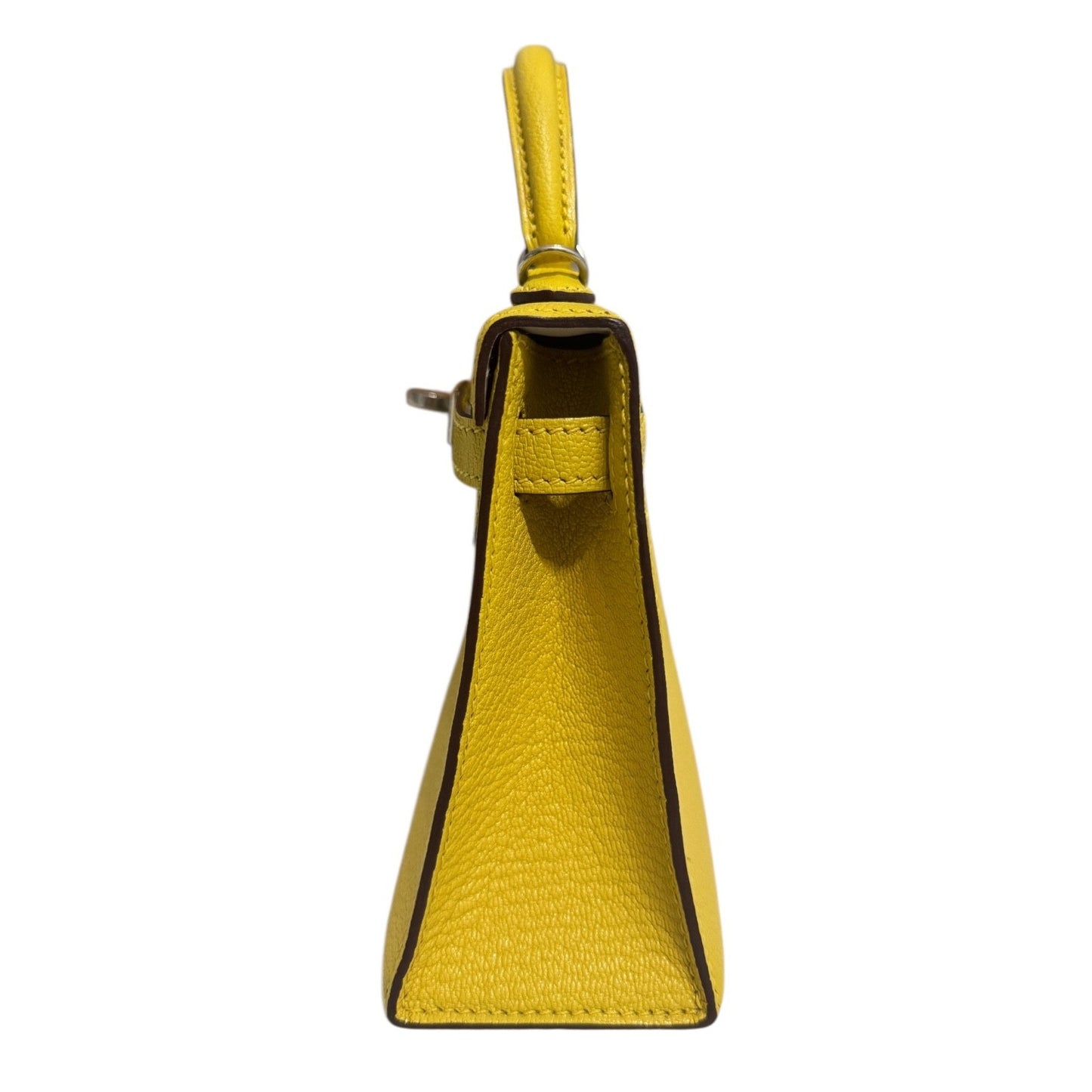 Hermes Kelly Mini 20 Verso Jaune Naples Gris Perle Chèvre Leather Palladium HWR