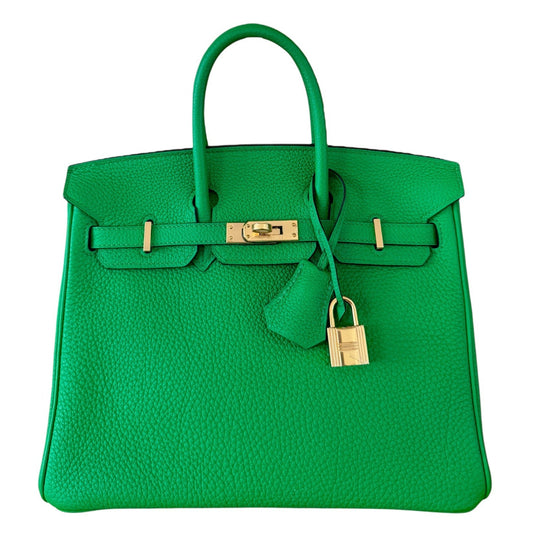 Hermes Birkin 25 Bamboo Green Togo Leather Gold Hardware Rare