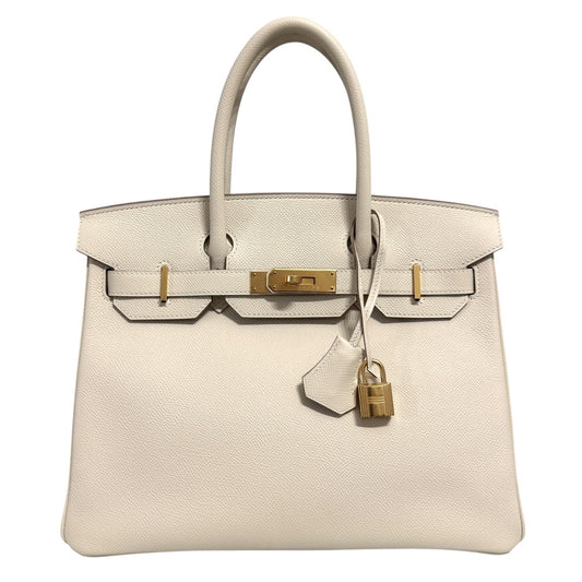 Hermes Birkin 30 Craie White Epsom Leather Gold Hardware Handbag
