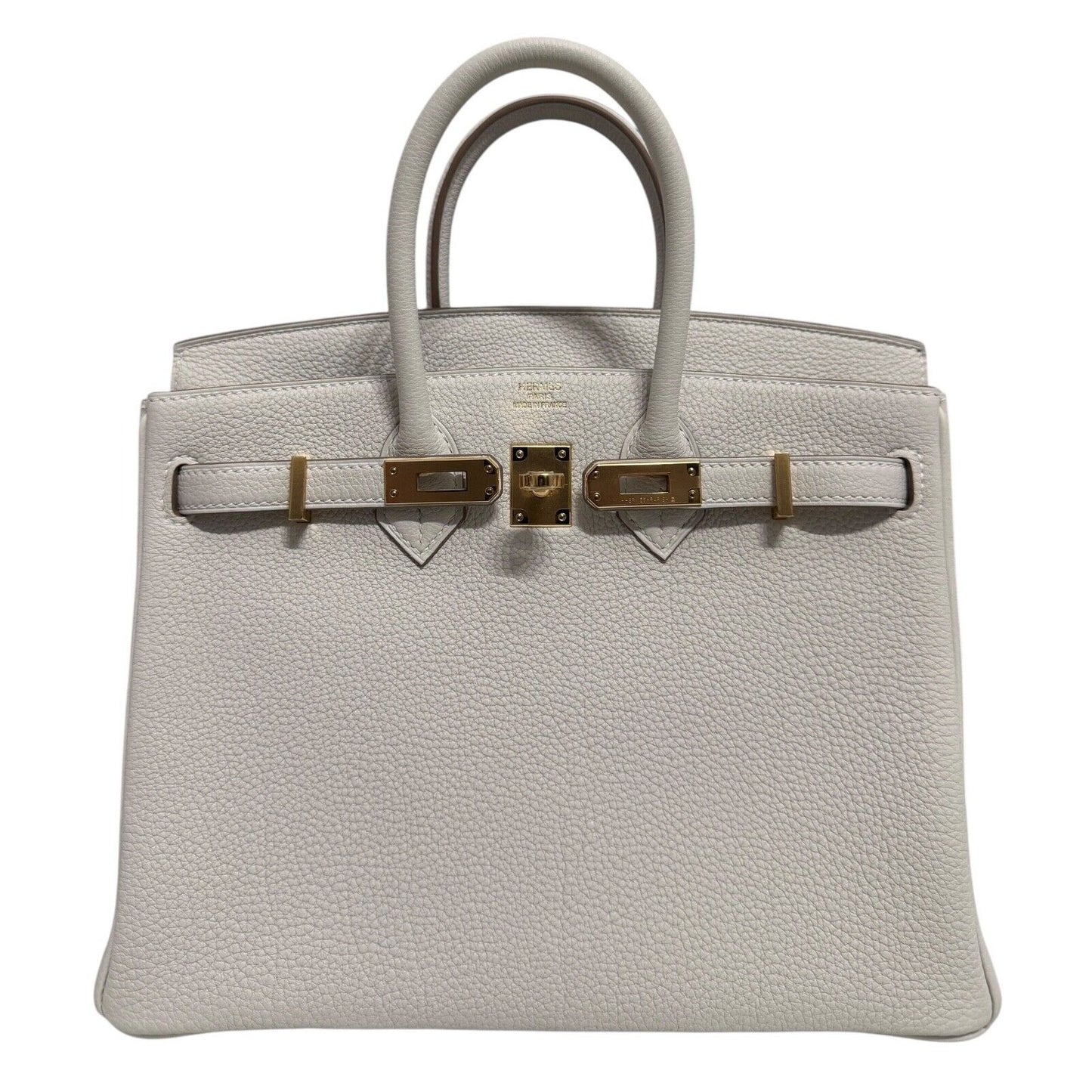 Hermes Birkin 25 Gris Perle Pearl Gray Togo Leather Gold Hardware Handbag 2024