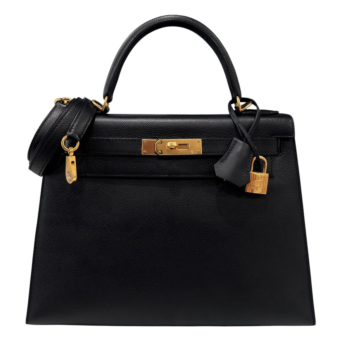 Hermes Kelly 28 Sellier Black Noir Epsom Leather Gold Hardware