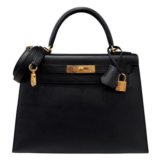Hermes Kelly 28 Sellier Black Noir Epsom Leather Gold Hardware