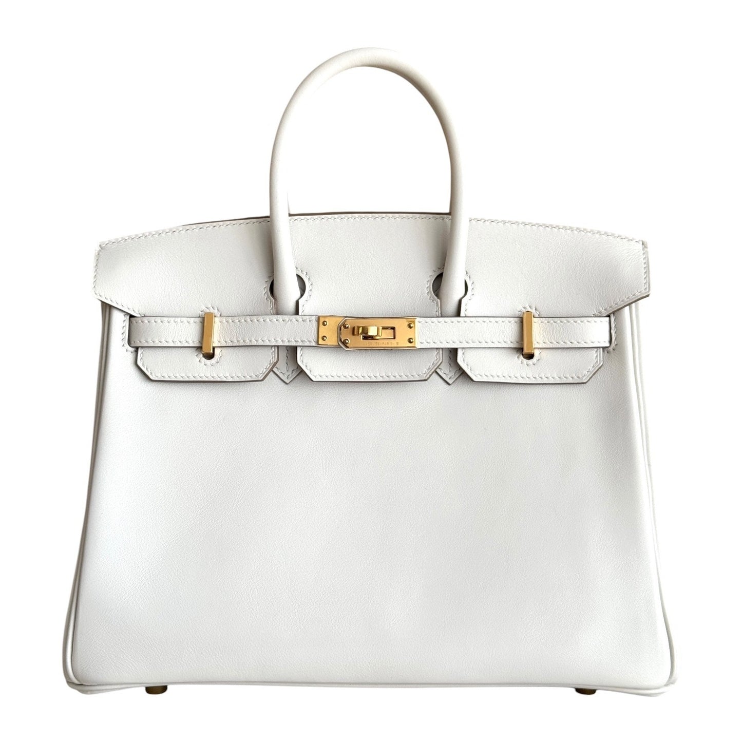 Hermes Birkin 25 Mushroom White Gray Leather Gold Hardware