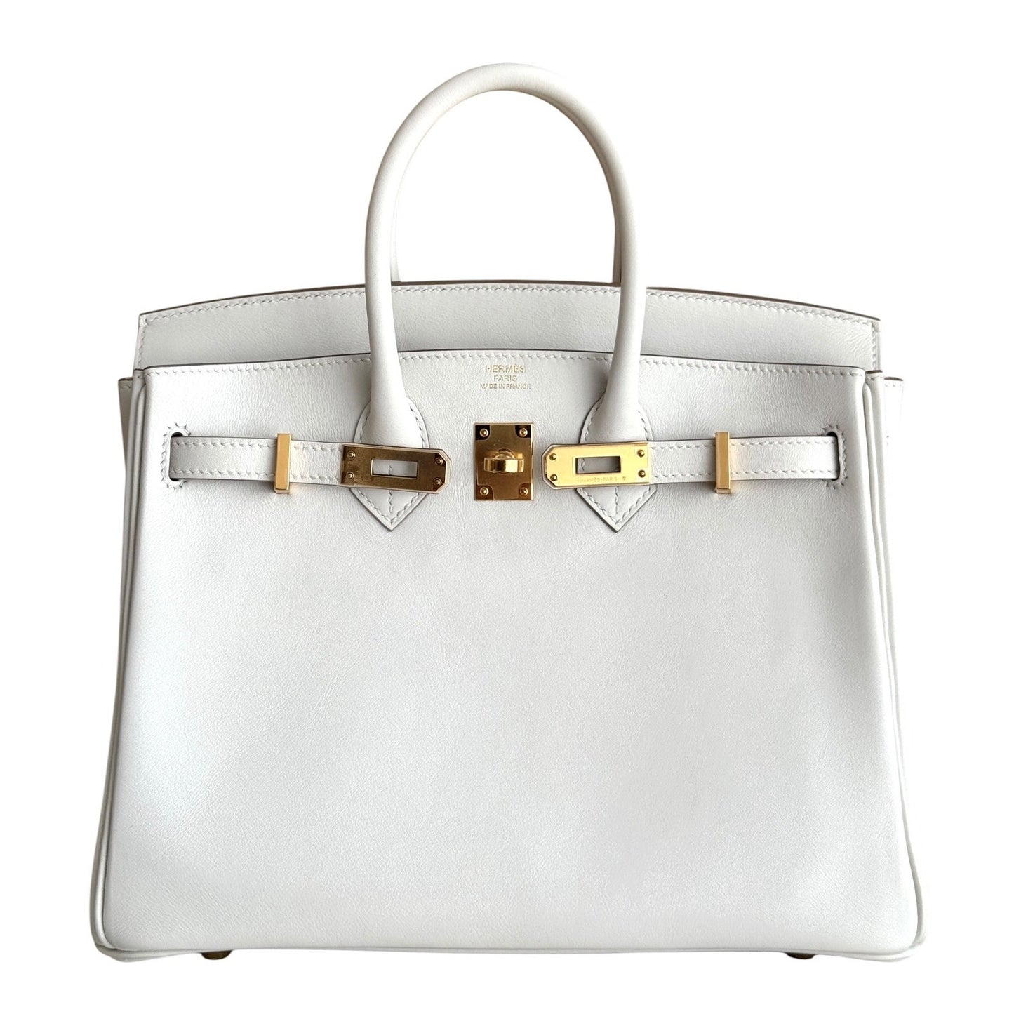 Hermes Birkin 25 Mushroom White Gray Leather Gold Hardware