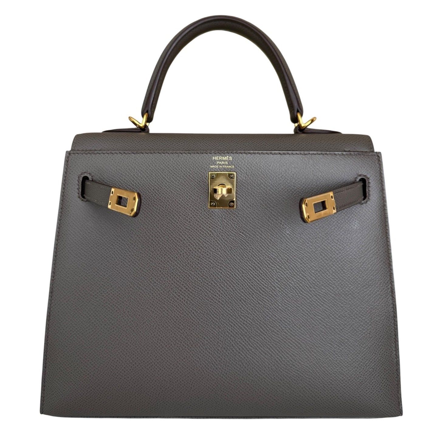 Hermes Kelly 25 Sellier Etain Gray Epsom Leather Gold Hardware