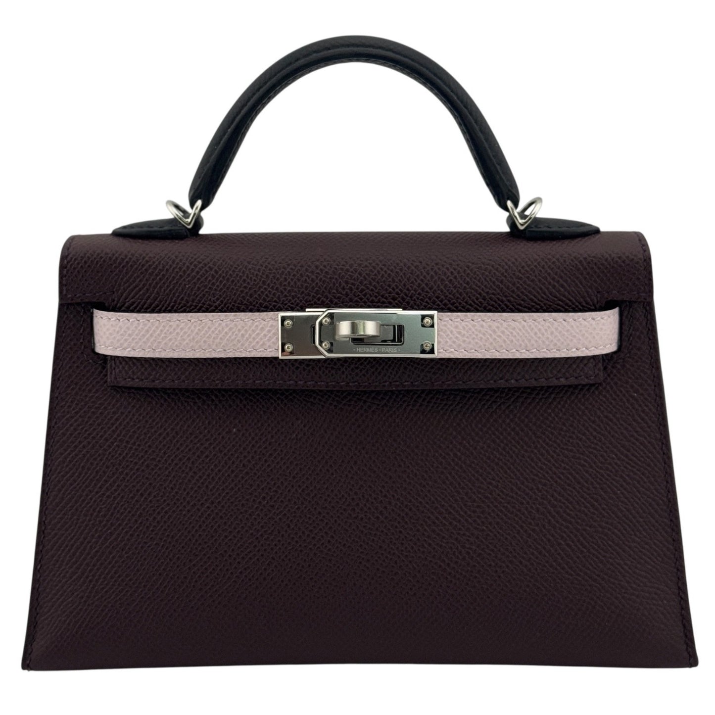 Hermes Kelly Mini 20 Tri Color Rouge Sellier Mauve Pale Black Epsom Palladium