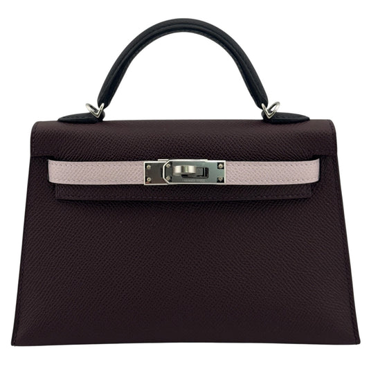 Hermes Kelly Mini 20 Tri Color Rouge Sellier Mauve Pale Black Epsom Palladium
