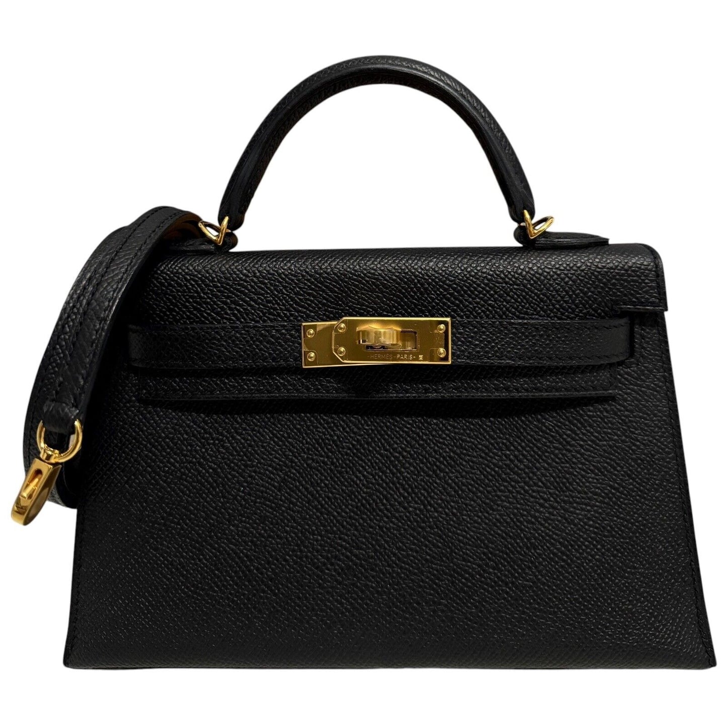 Hermes Kelly Mini 20 Black Noir Epsom Leather Gold Hardware