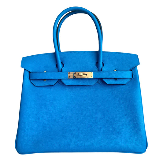 Hermes Birkin 30 Blue Frida Epsom Leather Gold Hardware