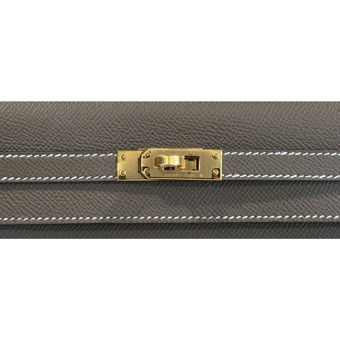 Hermes Kelly 25 Sellier Etoupe Gray Epsom Leather Gold Hardware