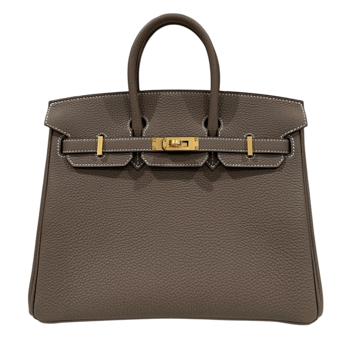 Hermes Birkin 25 Etoupe Gray Togo Leather Gold Hardware Handbag NEW